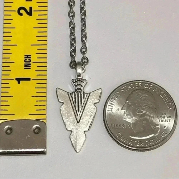 Stainless Steel Arrowhead 18” Chain Necklace Handmade Handcrafted New - Picture 3 of 4